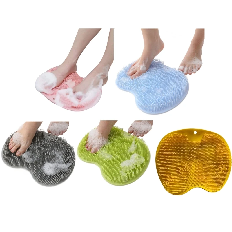 Silicone Rub Back Brush Bathroom Non-slip Wash Pad Shower Massage Mat with Sucker Bath Foot Exfoliating Brush for Women