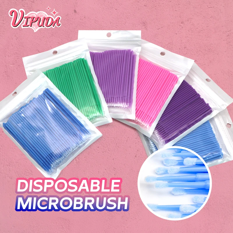 100 Stuks Wegwerp Microbrush Wattenstaafje Wimper Verlenging Eye Lash Lijm Reinigingsborstels Applicator Sticks Make-Up Tools