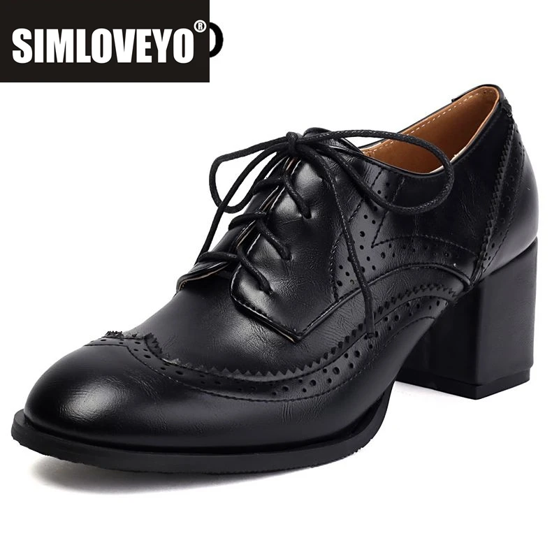 

SIMLOVEYO Ретро женские туфли-лодочки с круглым носком на блочном каблуке 6 см, на шнуровке, разноцветные, большой размер 46 47 48 Повседневная женская повседневная обувь на весну