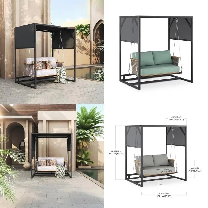 Outdoor Metal Garden Swing Chair Aluminum Rope Hanging Seat for Courtyard Patio Modern Design Furniture