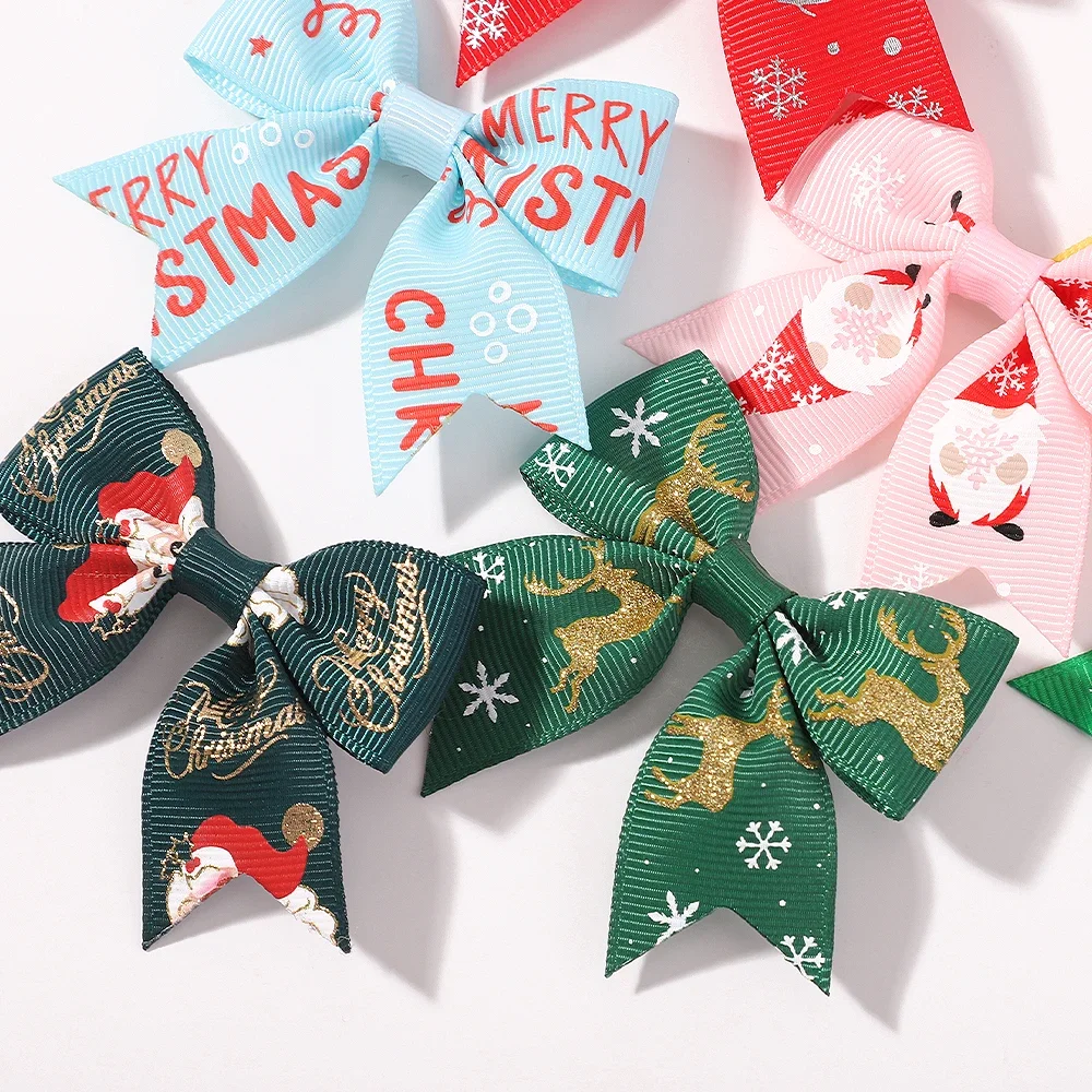 10/20/40 Stück 2,4'' Weihnachten Bowknots Haarspangen Set für Mädchen Festivel Santa Schneeflocke Haarnadeln Kopfbedeckung Kinder Haarschmuck – Detail 3