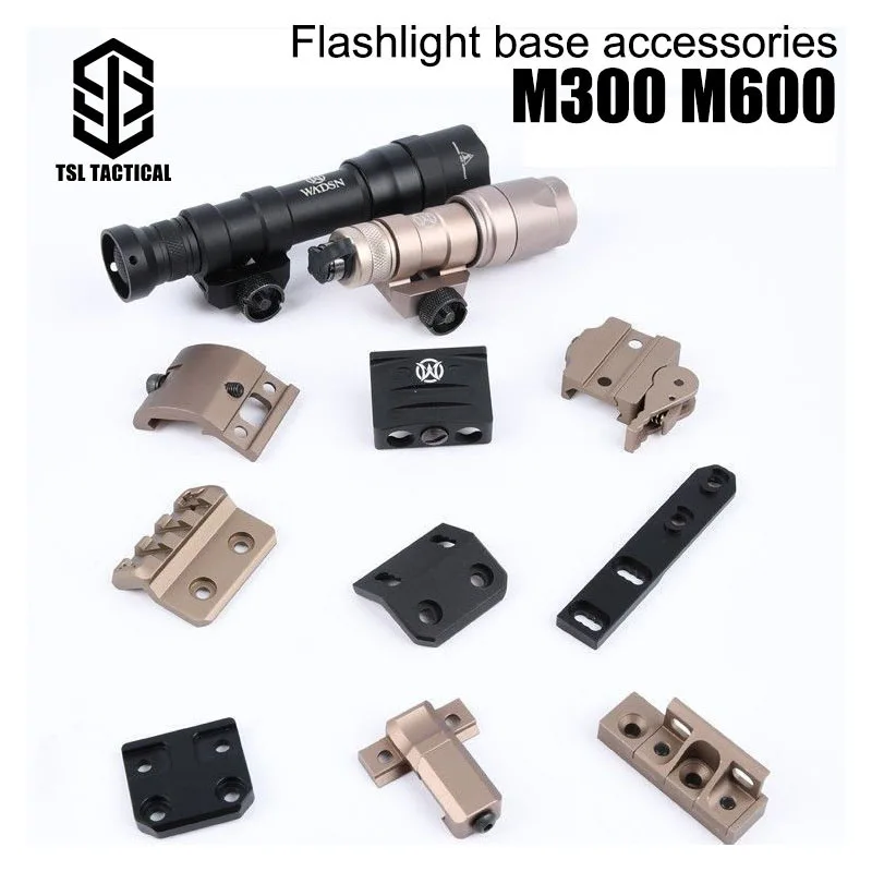 

WADSN Tactical M300 M600 Flashlight Mount RM45 Offset Base Weapon LED Scout Light Foot Mount M-lok Keymod 20mm Rail Accessories