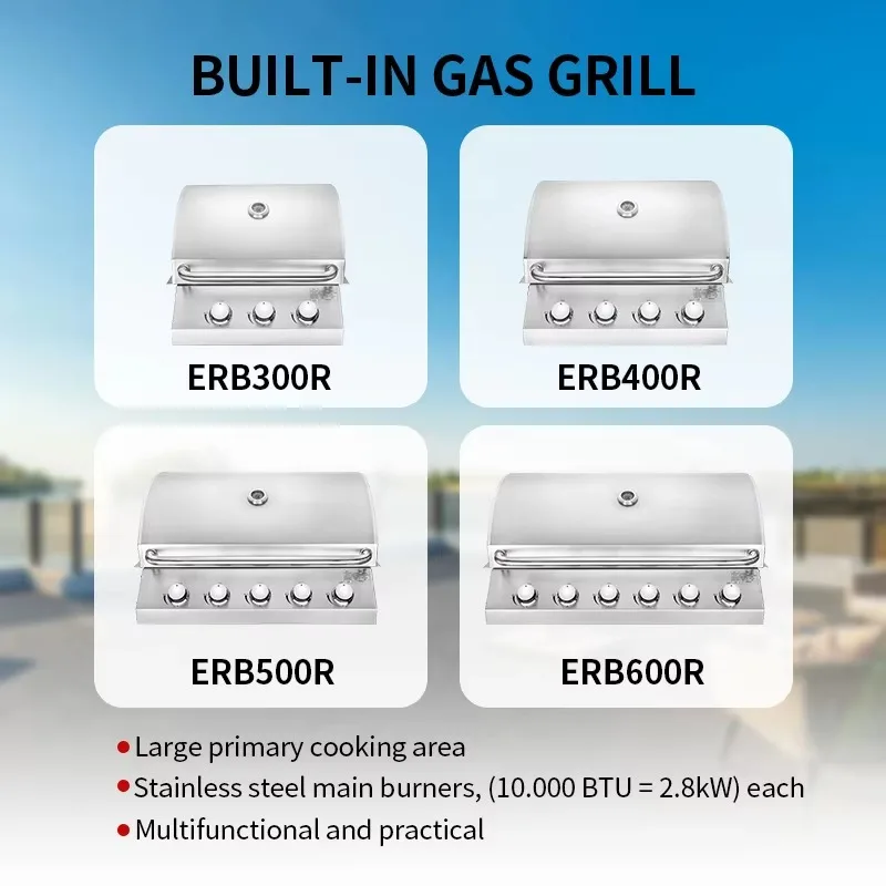 Modern Premium Built-In Gas Outdoor Grill BBQ for Home and Outdoor Kitchen for Football Fan Zone view 4