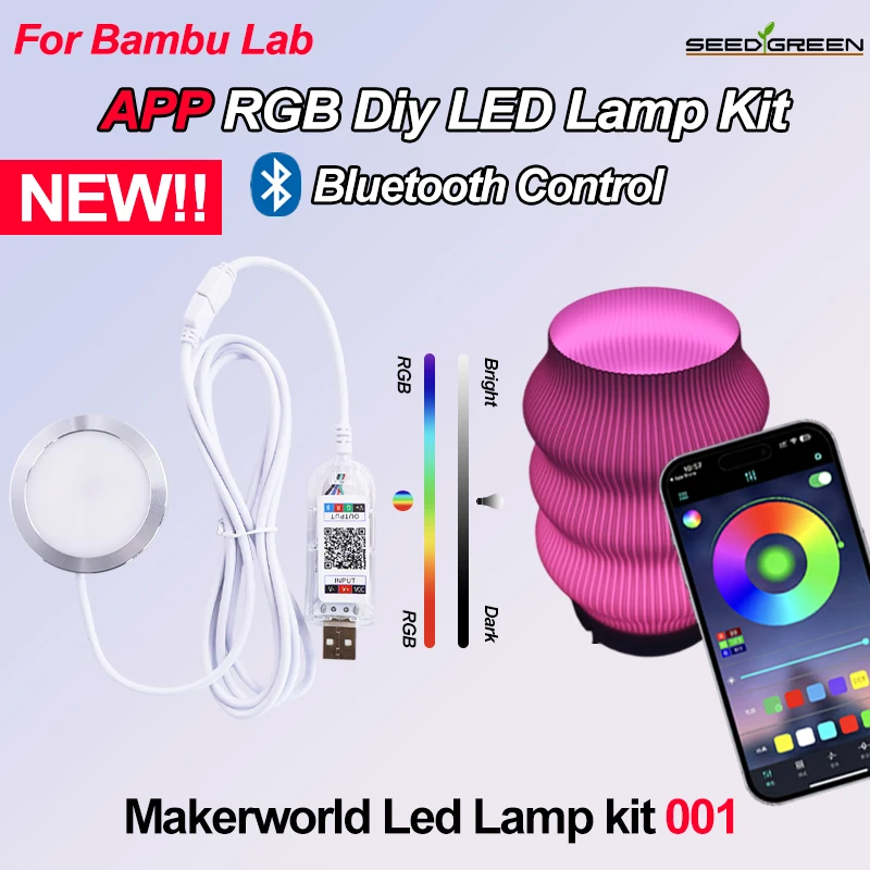 New For Bambu Lab LED Lamp Kit APP Control Color Changing RGB Led Light Bluetooth Control Light Parts Hardware DIY Model kit001