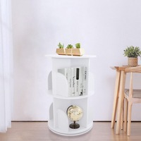 Rotating Bookshelf,2 Tier Rotating White Bookshelf 360 Degrees, Floor Standing Bookcase Storage Rack for Home Office Living Room