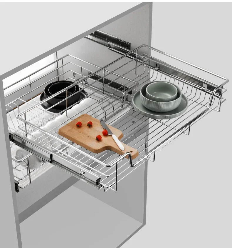 Kitchen basket cabinet line stove basket stainless steel drawer
