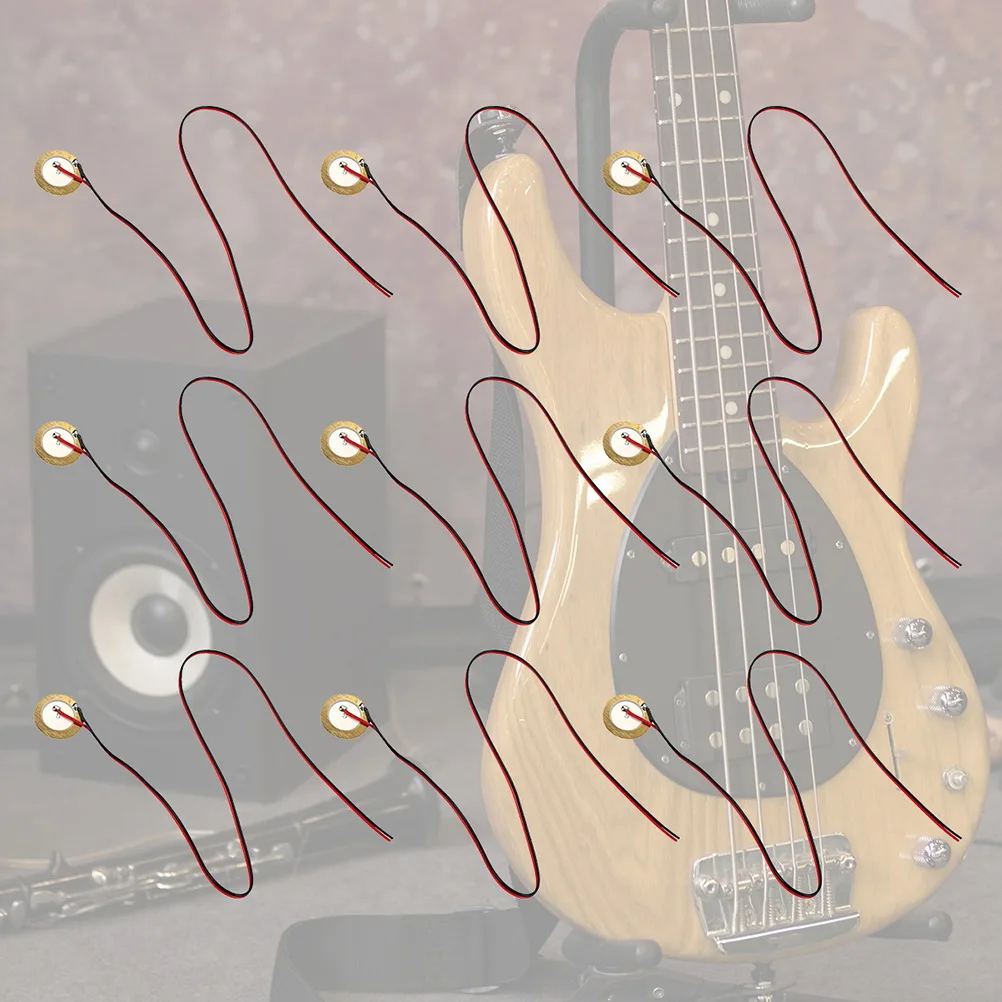 

12 PCS Buzzer Guitar Pickup Acoustic Transducer Piezo Discs with Leads Peizo Accessories Trigger Drum Ceramic
