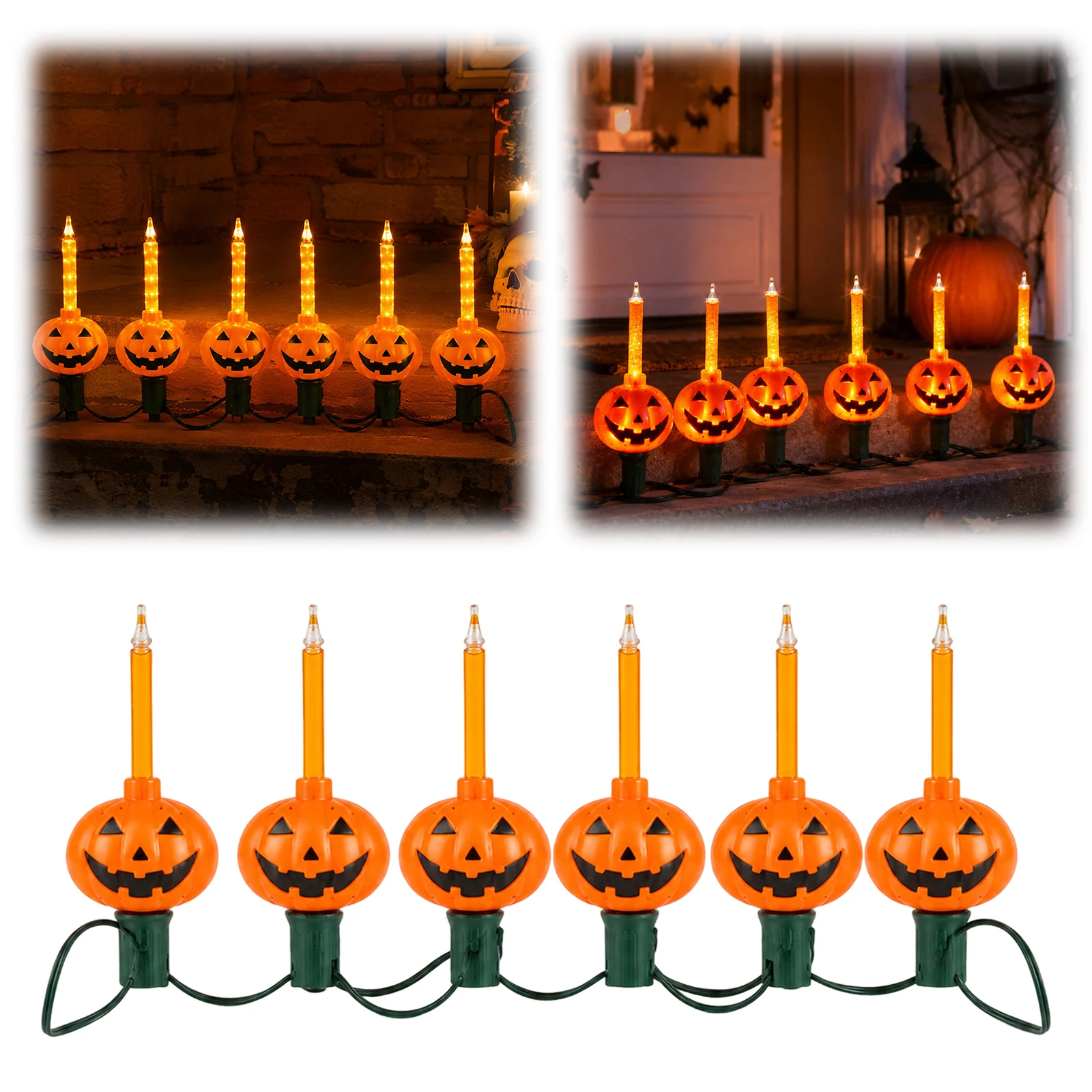 6Pcs/Set US 120V LED Decorative Ambient Lights IP44 Waterproof Fall Party Decorations Lamp for Yard Porch Garden Pathway Party