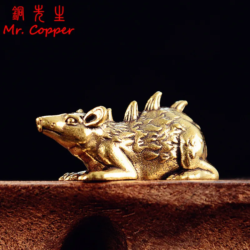 Brass Mouse Small Statue Desktop Ornaments Vintage Animal Rat Figurines Pet Models Lucky Home Decorations Crafts Accessories ﻿
