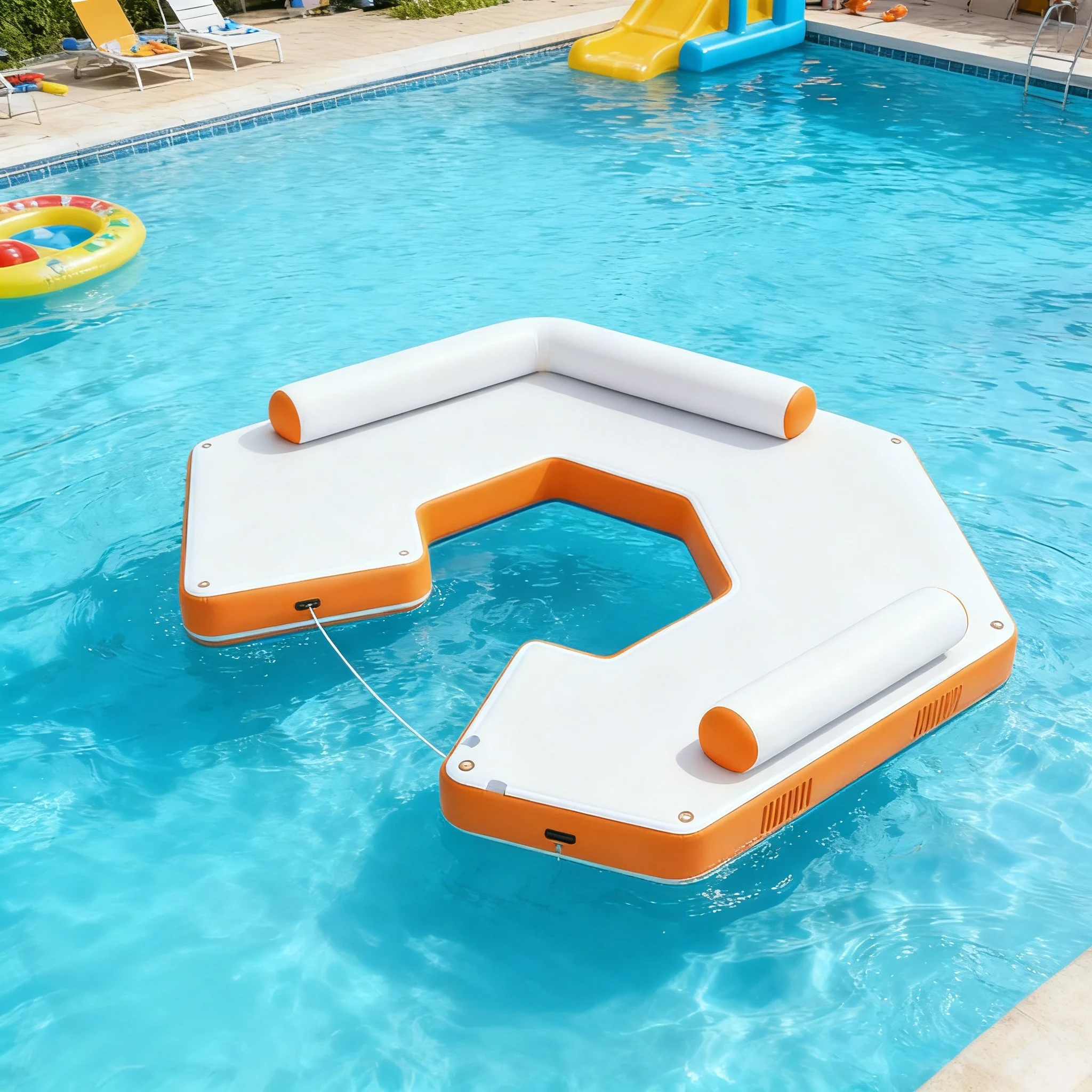 Inflatable Floating Docks Pontoon Stable Inflatable Boat Floating Dock for Sea Beach Portable PVC Water Floating Platform