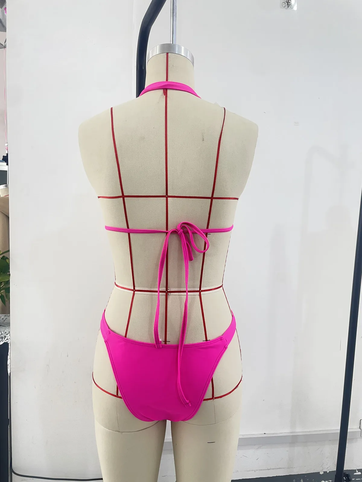 Luxury Rhinestone Bikini 2025 Women Sexy Hot Pink Push Up Diamond Thong Swimsuit Brazilian Cut Out Bathing Suit Micro Swimwear