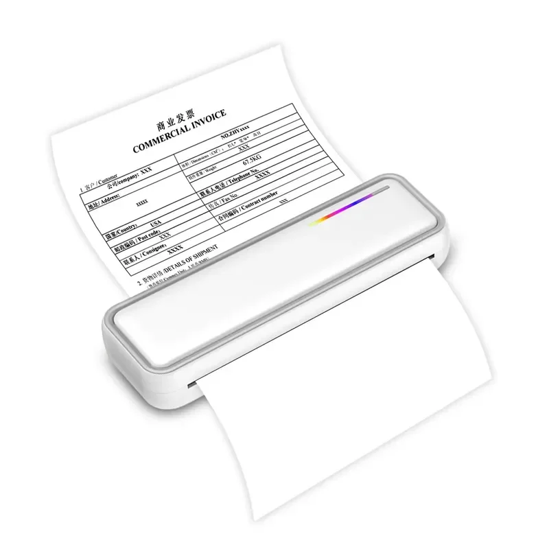 Wireless A4 Thermal Printer Pocket Photo Document Printer Portable Mobile Phone Digital 210MM TYPE-C Black and White