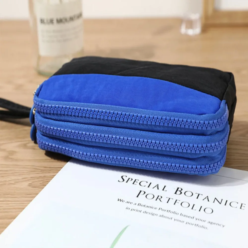 Portafoglio da donna in tela Pochette Portamonete da donna Borsa per telefono Portafogli con cerniera a tre strati Custodia per telefono di grande capacità