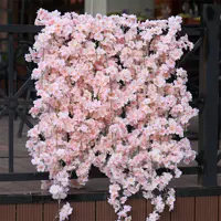 1pc 5.6ft Artificial Sakura Flowers Vine Wedding Garden Rose Arch Home Party Decoration Spring Bridal Fake Silk Scrapbook Plants 2