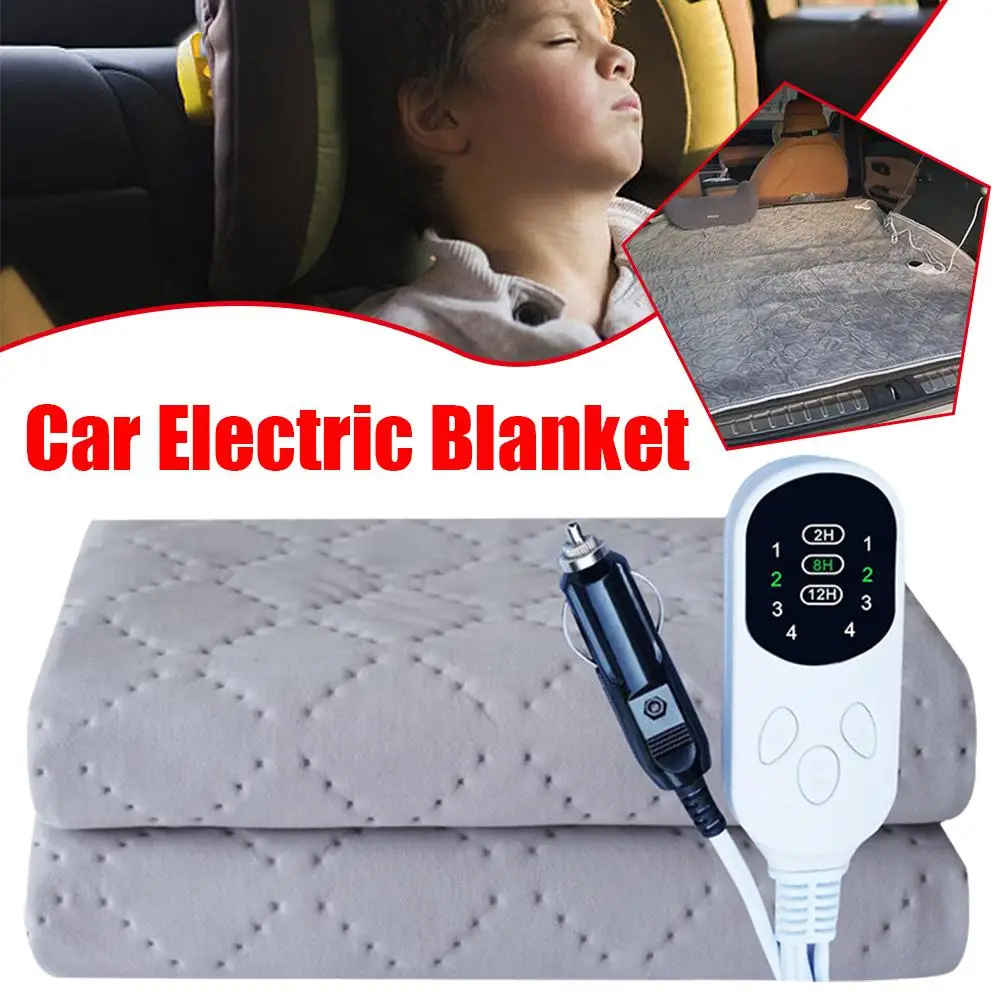 12V Electric Blanket Plush Thicker Heater Heated Mattress Thermostat For Caravan Camper Van SUVs Trucks