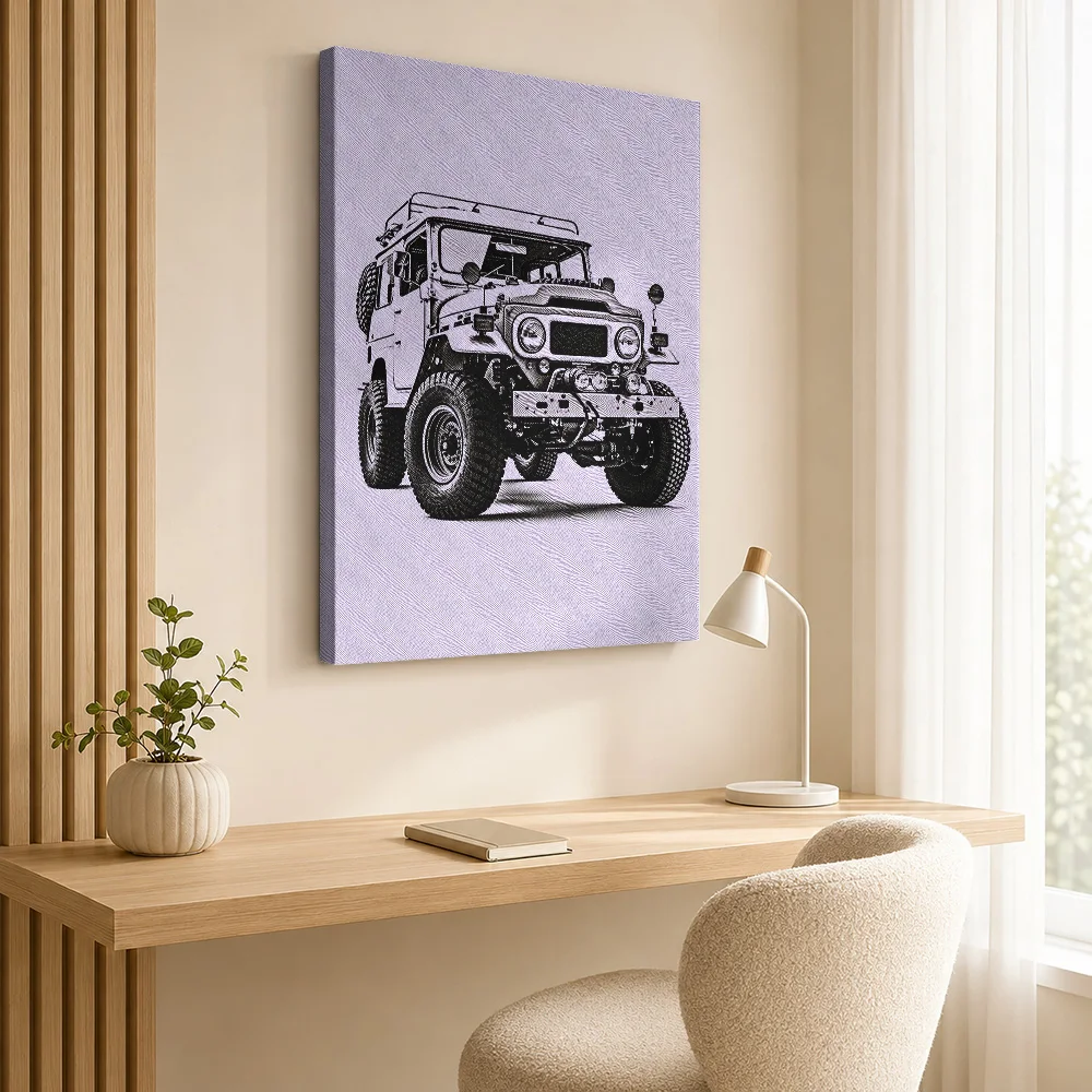 American Wrangler Black Off-Road Vehicle Canvas Posters Retro Style Wall Art With Customized Photo For Office Ideal Driver Gift
