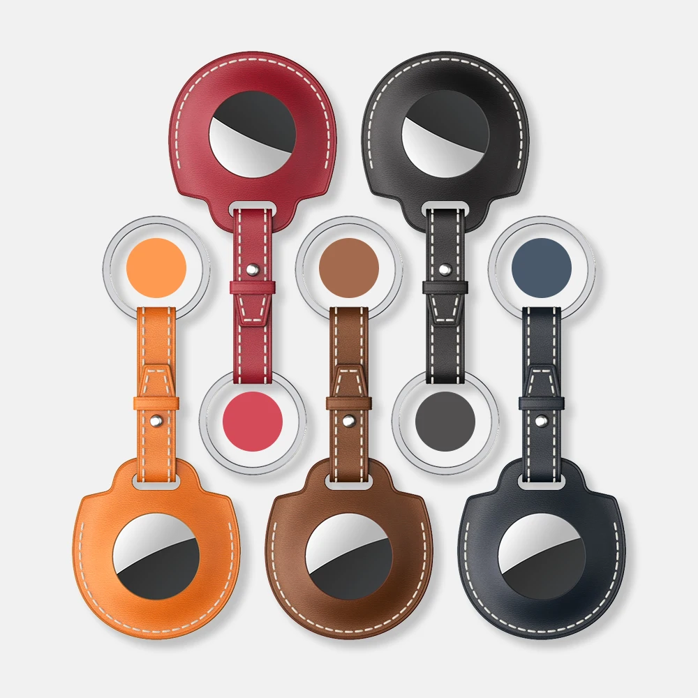 Protector Cover for AirTag Case Anti-Fall Protector Sleeve Leather Key Ring Keychain For Apple Air tag Tracker Device Shockproof