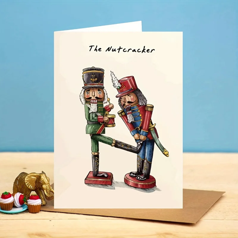 Cross-Border Birthday Gift Greeting Cards，Nutcracker Christmas Card,Aging Joke Card（Greeting Card+Envelope）