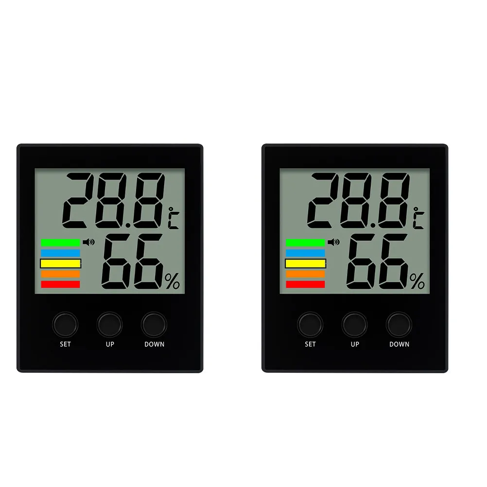 

Цифровой термометр-гигрометр с 24 воздухозаборниками, черный ЖК-дисплей, для дома, офиса, склада, монитор температуры и влажности, сигнализация