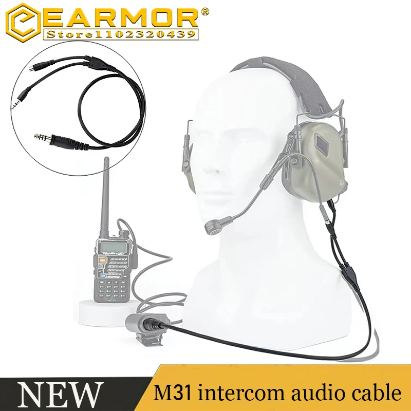 

EARMOR Tactical Headset Adapter Wireless Intercom Audio Cable Military Communication Microphone Kit Tactical Headset Accessories