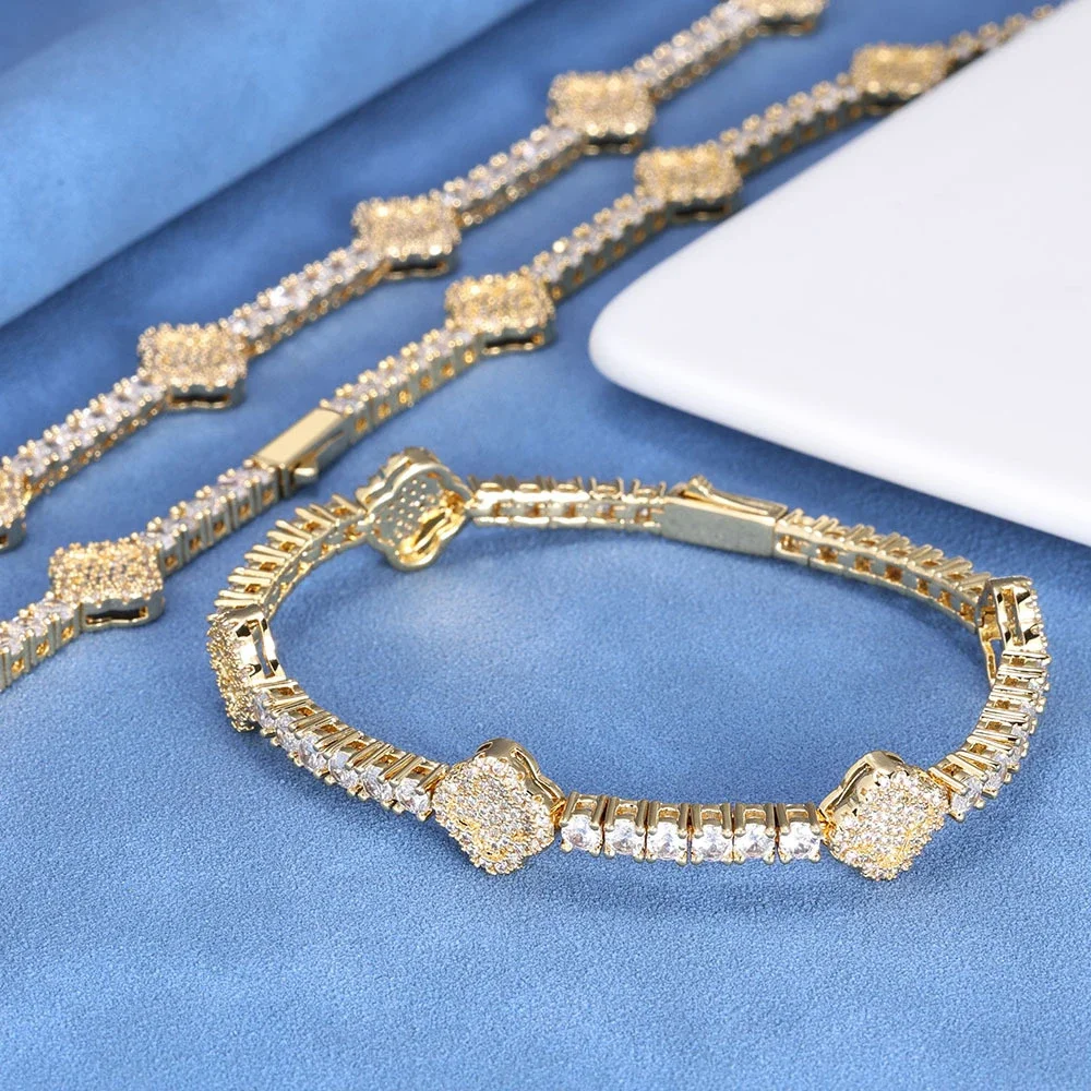 D Color VVS1 Four Leaf Clover Moissanite Tennis Bracelet GRA Certified Pass Diamond Tester S925 Sterling Silver 18K Gold Plated Anti Allergy Never Fade Stackable Luxury Bridal Fine Jewelry Wedding Anniversary Birthday Daily Party Gift For Women