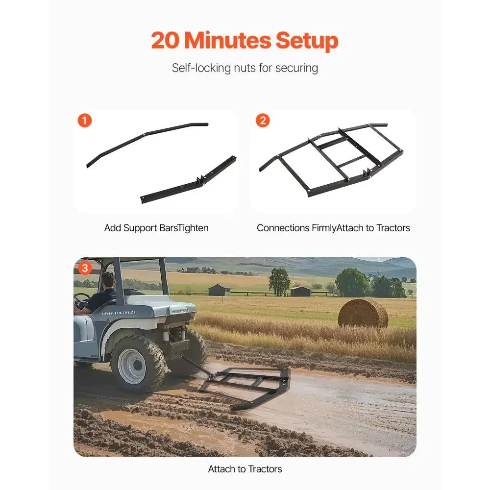 Reboque atrás da erva de arrasto graduador de cascalho de aço de 66 polegadas de largura para uso agrícola UTV