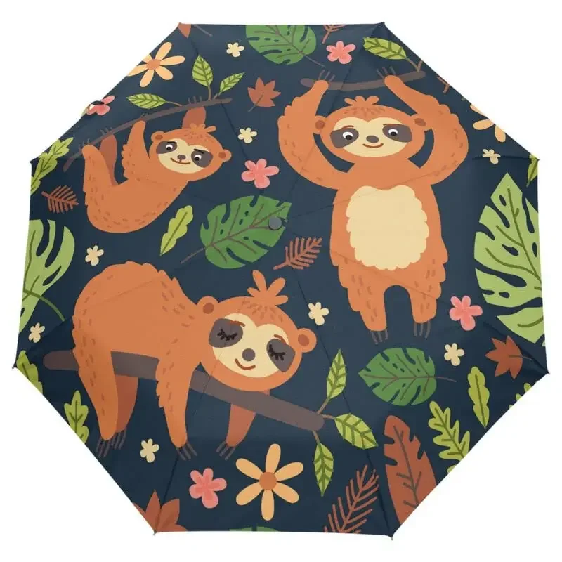 

Дорожный зонт с изображением ленивца, складной зонт от дождя с милыми животными, ветрозащитный, компактный, легкий для взрослых, подростков, мальчиков и девочек