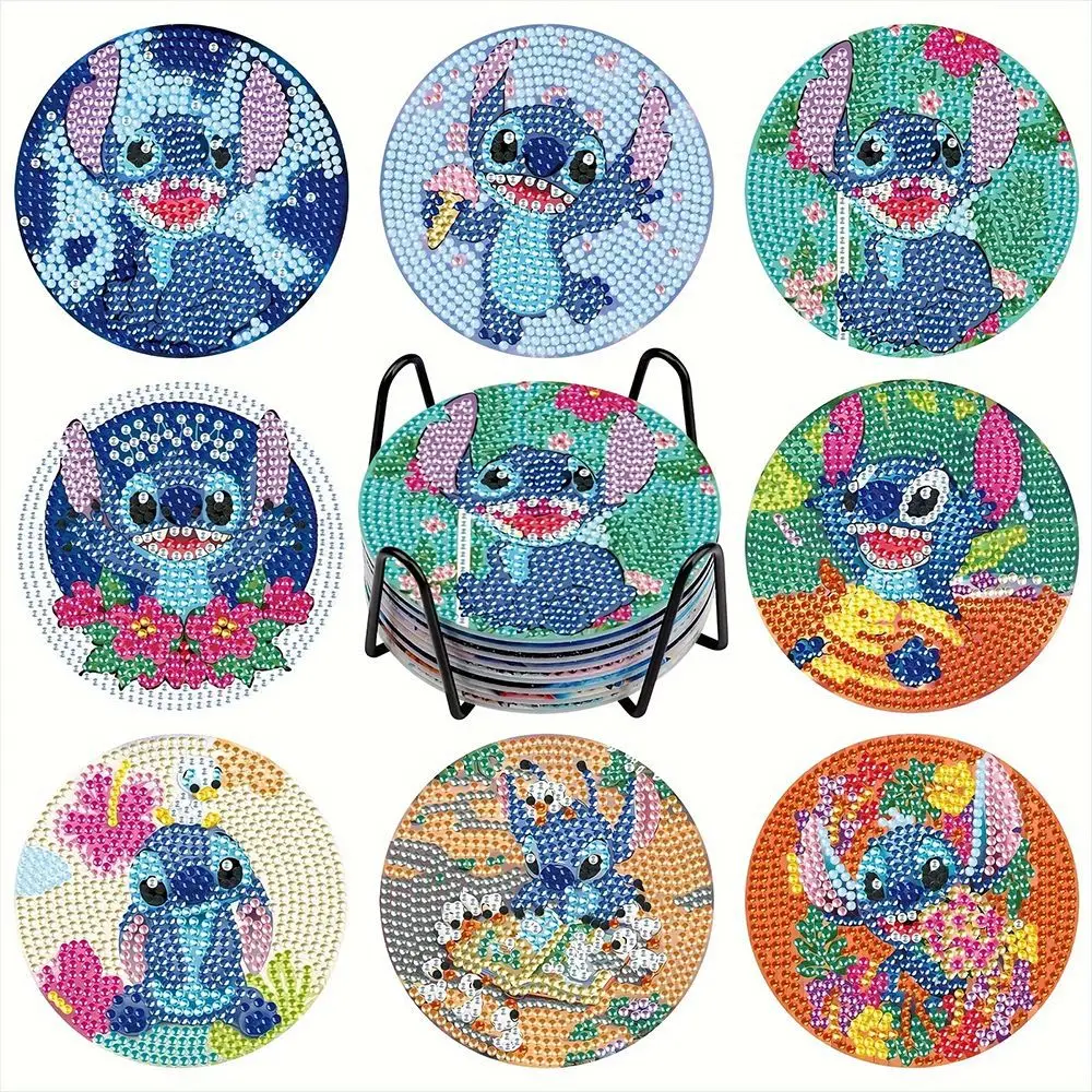 

Hot Selling DIY Diamond Painting Coasters with Holder, Creative Cartoon Alien Design Souvenirs, New Arrival