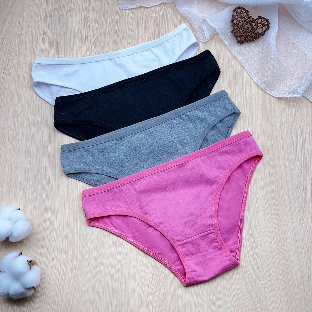 Moonflame 3 Pcs/set Hot Sale Solid Color Underwear Women Cotton Briefs Panties