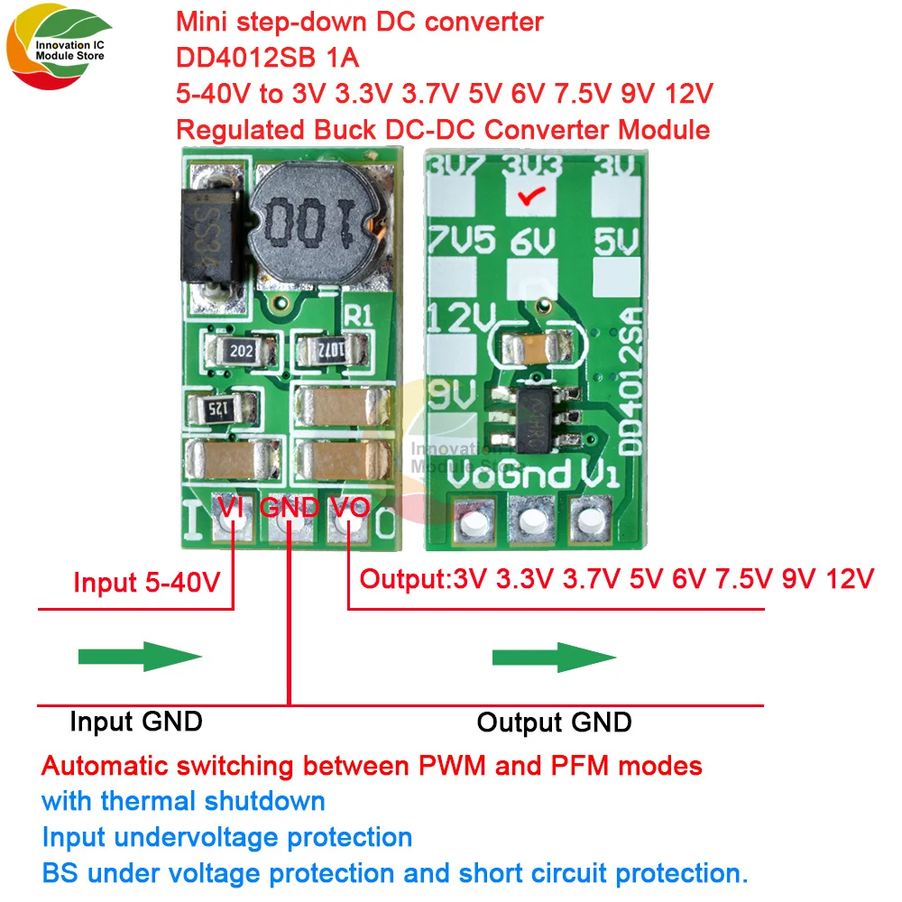 Convertitore Buck Mini DC DD4012SB 1A 5-40V a 3V 3.3V 3.7V 5V 6V 7.5V 9V 12V convertitore Buck DC-DC regolato convertitore Dc Dc