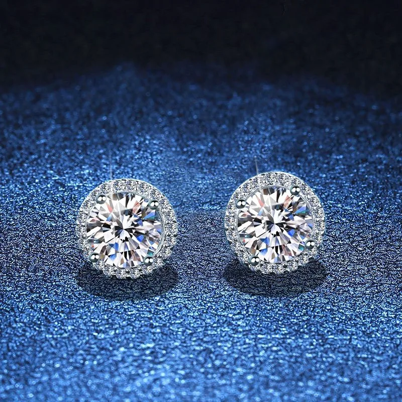 

Luxury Moissanite Earrings For Women S925 Silver Couples Stud Earring Anniversary Fine Jewelry With Gift Box