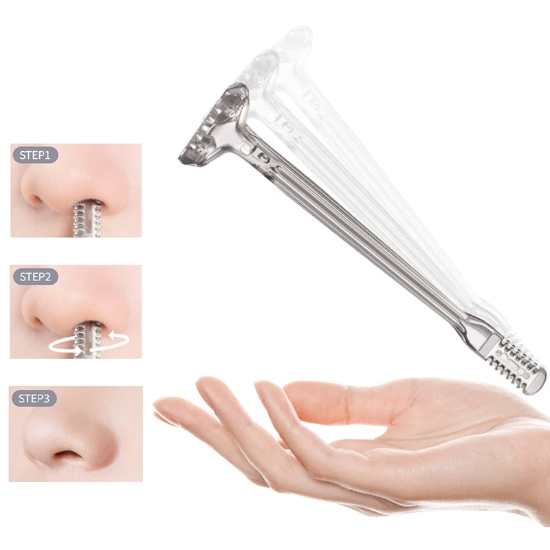 Double Head Nose Mouth Hair Remover 360 Rotating Nasal Clippers Face Hair Tooth Comb Trimmer Women Men Manual Nose Hair Trimme