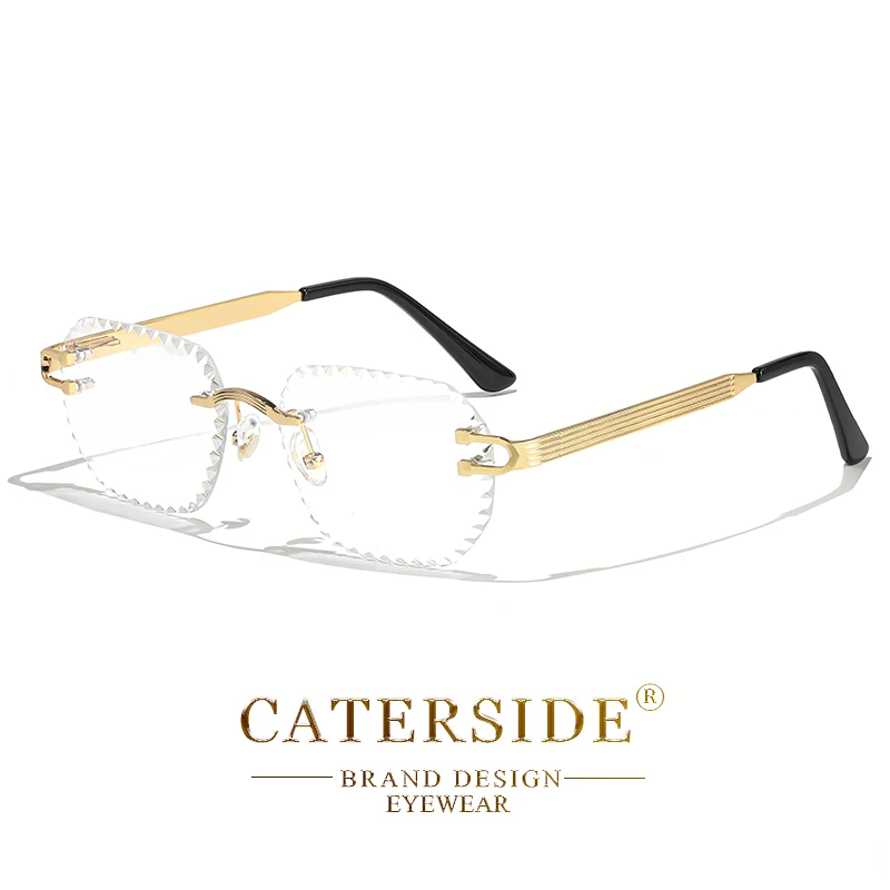 CATERSIDE Neue randlose Sonnenbrille für Herren, quadratisch, modisch, mit geschliffenen Gläsern, Markendesign, Sonnenbrille für Damen, Party, Festival, Brillengeschenk – Detail 25