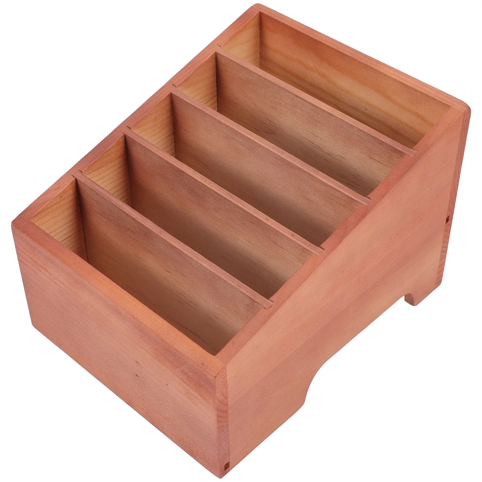 

Staircase Design Wooden Desktop Storage Box Natural Wood Grain Organizer for Office School Home Phone Pens Cards Scissors
