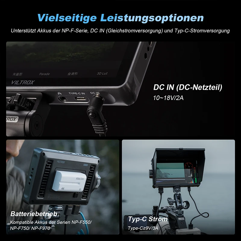 شاشة كاميرا Viltrox DC-A1 مقاس 7 بوصة 2800nit 4K للتصوير الفوتوغرافي وتسجيل الدخول وصناعة الأفلام وتلفزيون وشاشة تعمل باللمس وشاشة احترافية