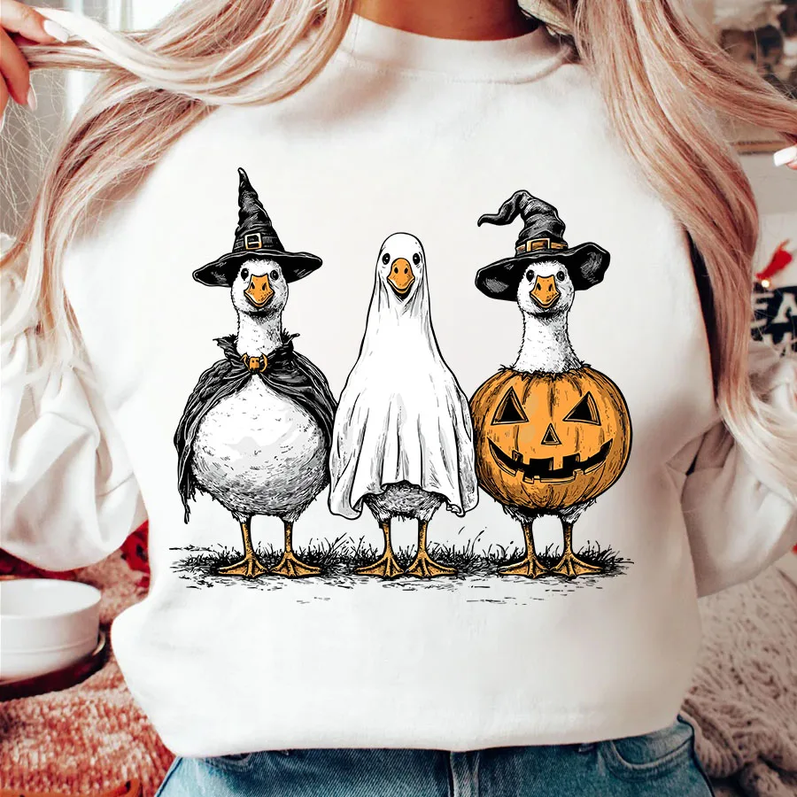 الرجعية هالوين بو شبح أوزة DIY بها بنفسك الحديد على نقل الحرارة ملصق مائي تي شيرت بلوزات المخدة حقيبة الملابس ديكور الحفلات