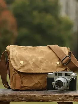 男性用の防水キャンバスバッグ,ショルダーストラップ付き,カジュアル,クロスボディカメラ,レトロなスタイル
