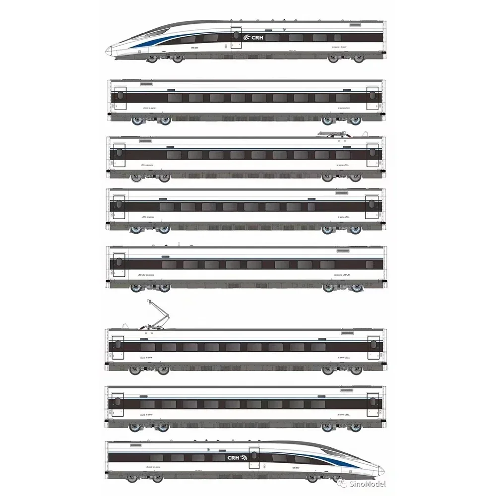 HO 1/87 รถไฟชุด CR400AF EMU "Fuxing" รุ่นสีแดง DC 8 ส่วนชุดภายในไฟ Railcar ของเล่น