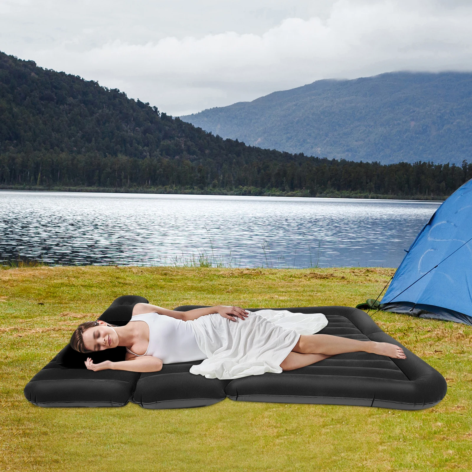 Universal Inflatable Mattress 250kg Capacity, 174x126cm Quick Inflation/Deflation for Travel & Home Use Travel Air Mattress