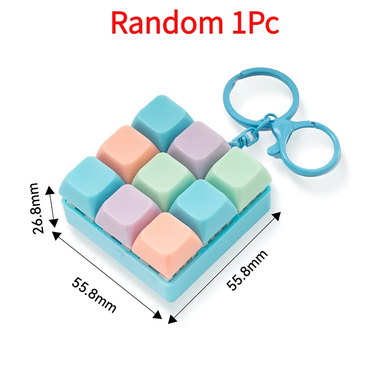 Random 1Pc 9 Keys Keychain Keyboard Button Fingertip Key Cap Pendant Relieve Stress And Pass Time Toys For Children Adults‘