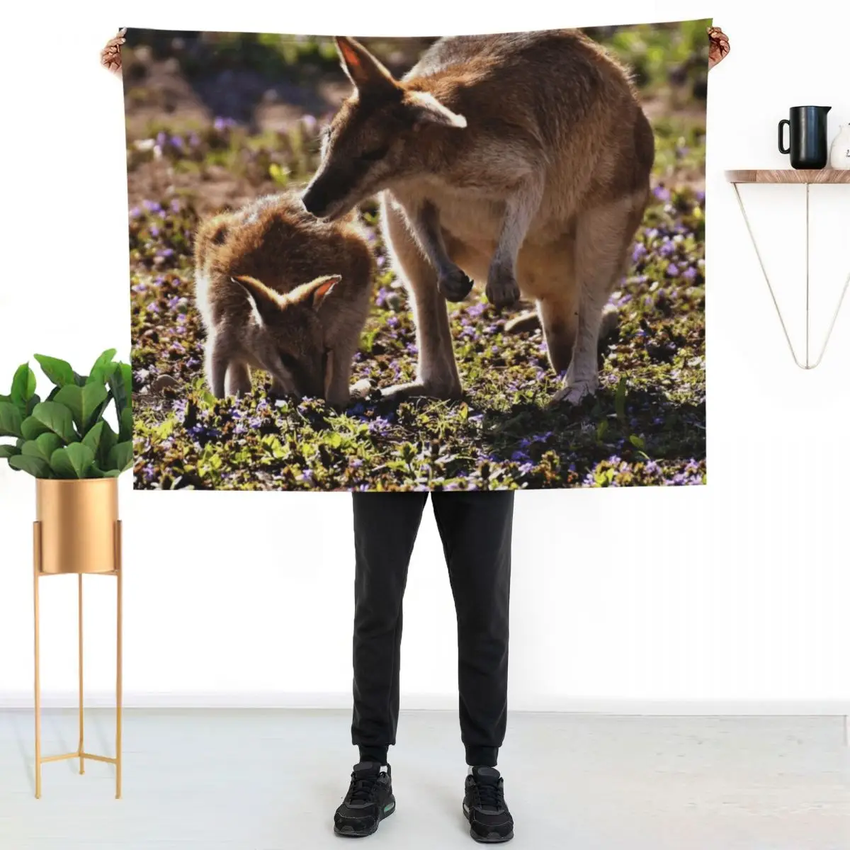 

Kangaroo Throw Blanket Multi Purpose Soft Warm Blanket for Home Travel