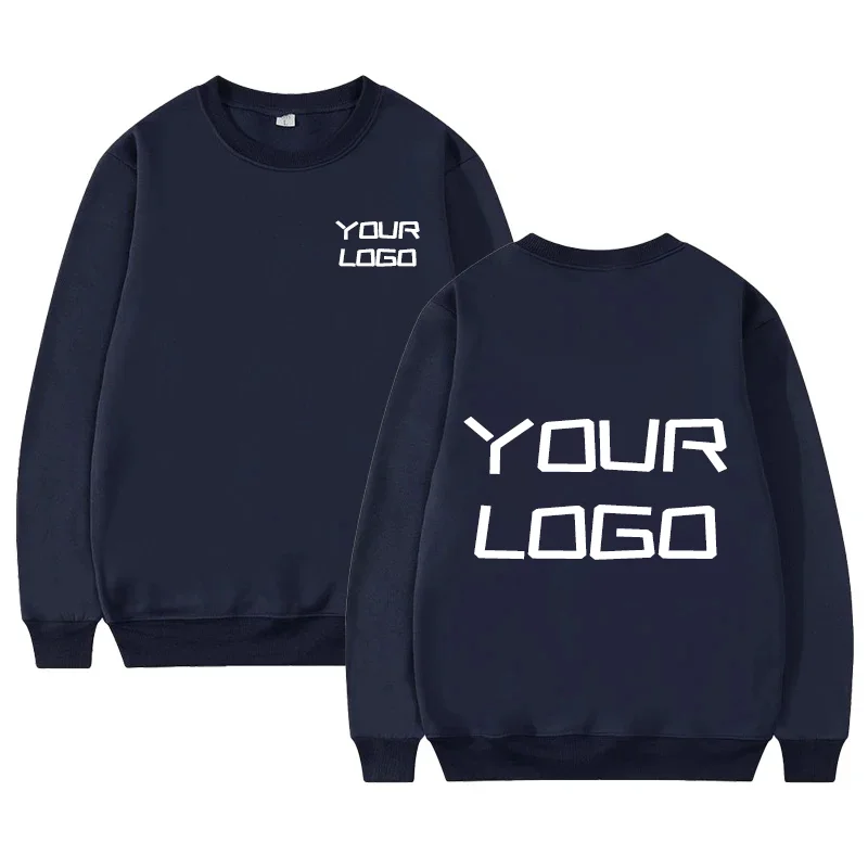 Customizable Brand Logo Autumn and Winter Crew Neck Pullover Unisex Fashion Casual Top Hoodless Sweatshirt Comfortable Sweater