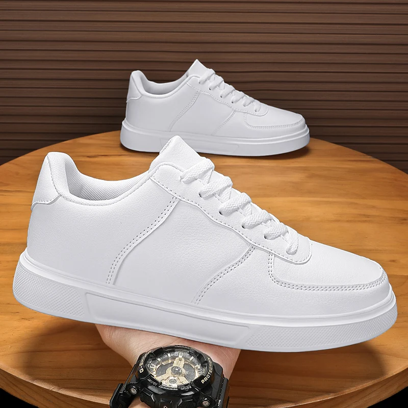 

Couple Fashion Leather Men White Sneakers Breathable Comfort Classic Casual Shoes Mens Outdoor Walking Shoes Footwear Size 36-47