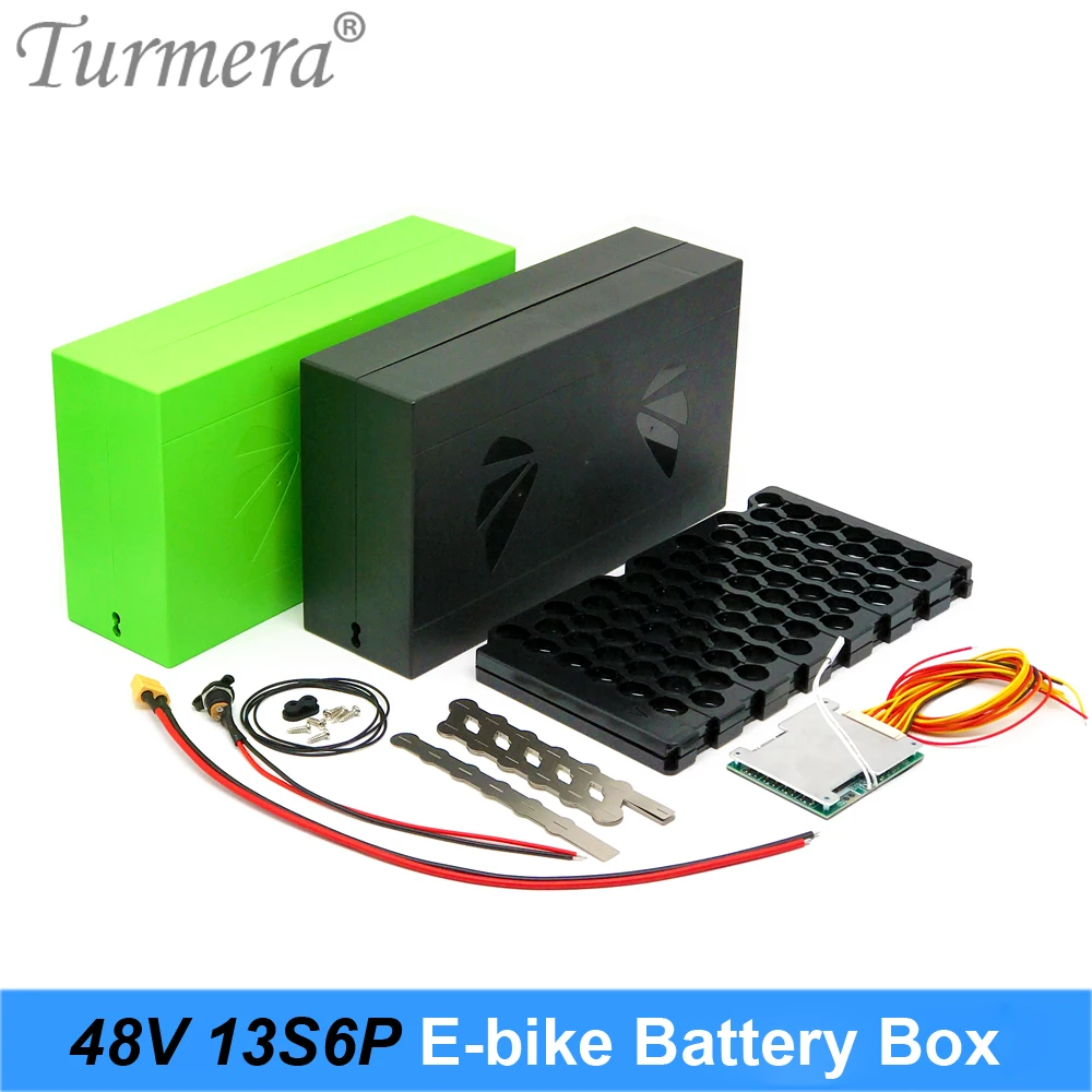 

Turmera 48V E-bike Battery Box Case 30A Max. 50A Balance BMS NTC Protection Board 13S6P 18650 Holder with Welding Nickel Diy Use