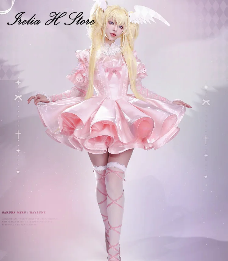 

in stock Irelia H Anime Shugo Chara Tsukiyomi Utau Cosplay Costumes AngelCradle Tsukiyomi Utau Pink Dress Halloween Costumes