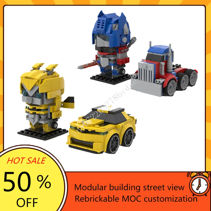 

Классические мультяшные фигурки MOC, желтые пчелы + Камаро; Prime + Peterbilt 379, подарочная модель, строительные блоки, архитектура, сделай сам, образовательные подарки