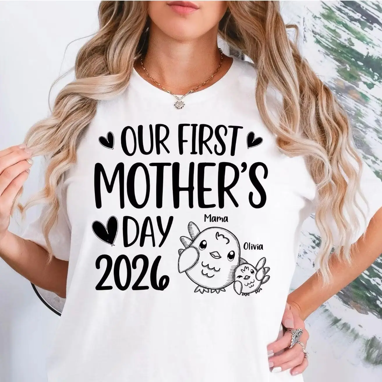 

Customized Mon Mother Day Tee Design Your Name Our First Mother Day's Shirt Personalized Gifts for Mama Cotton Comfortable Shirt