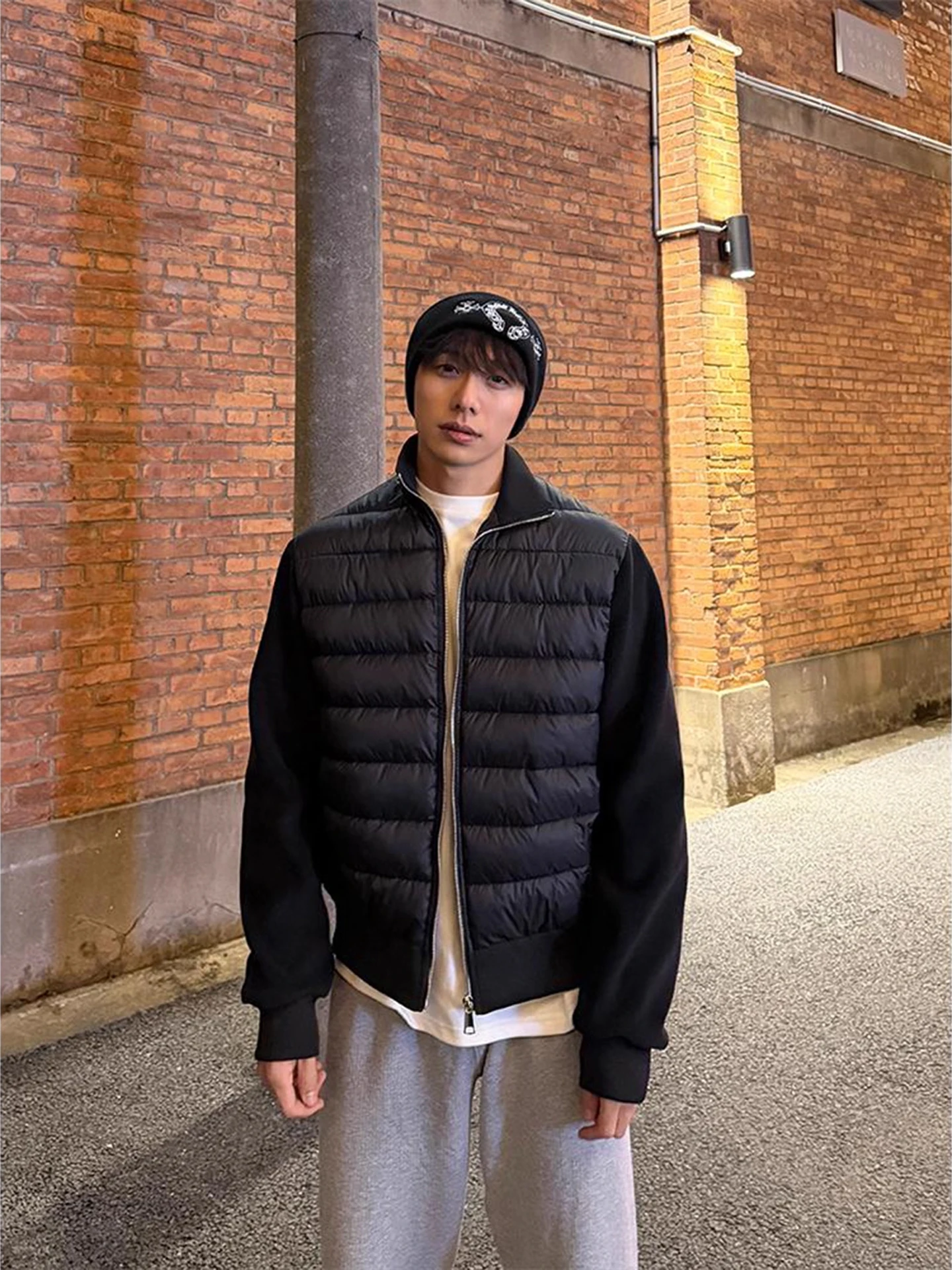 

American High Street Collar Patchwork Casual Thiened Cotton Jaet Men's Winter High-End Warmth Resistance Outerwear