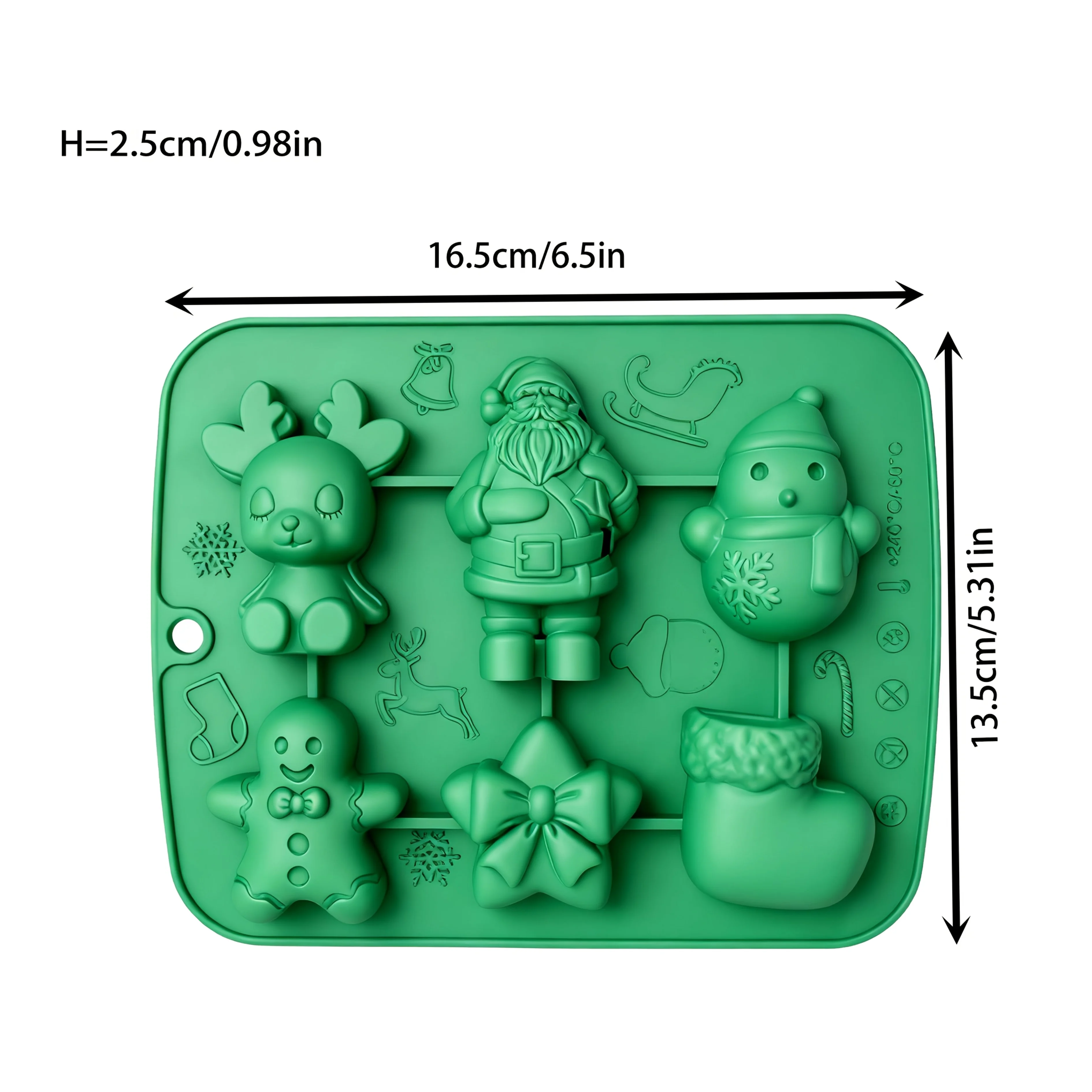 A Mini Christmas-themed Silicone Mold Featuring Santa Claus, Snowman, Reindeer, Gingerbread for Man, Stars