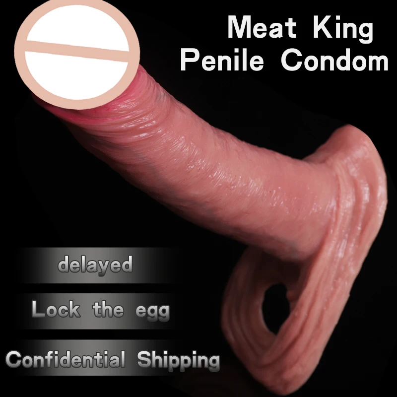 Reusable Realistic Penis Sleeve Extended Soft Dick Cover Real Silicone Dildo Delay Phallus Ejaculation Cock Sex Product For Men